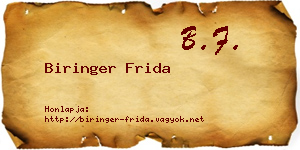 Biringer Frida névjegykártya